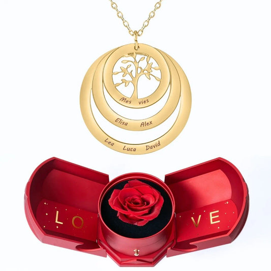 Coffret Harmonie Éternelle & Collier Cercle Arbre de Famille Personnalisé